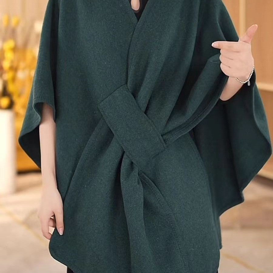 Celvanna Fur-Tipped Knit Cape