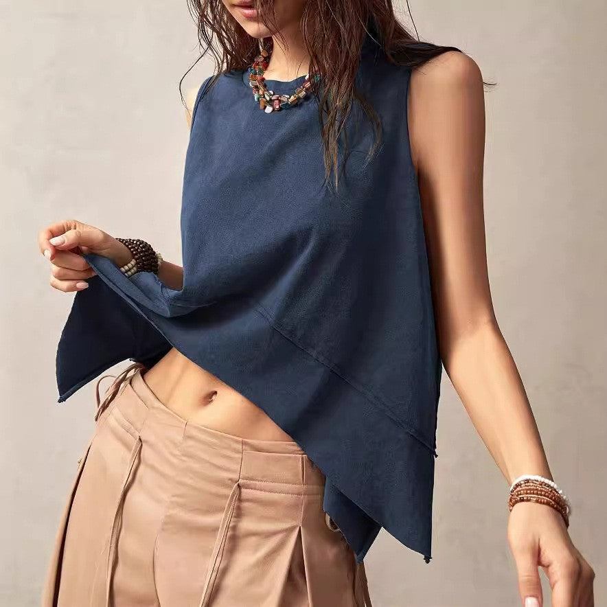 Iska Drape-Hem Sleeveless Top