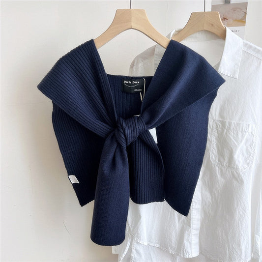 Kairen Stripe-Knit Shoulder Shawl