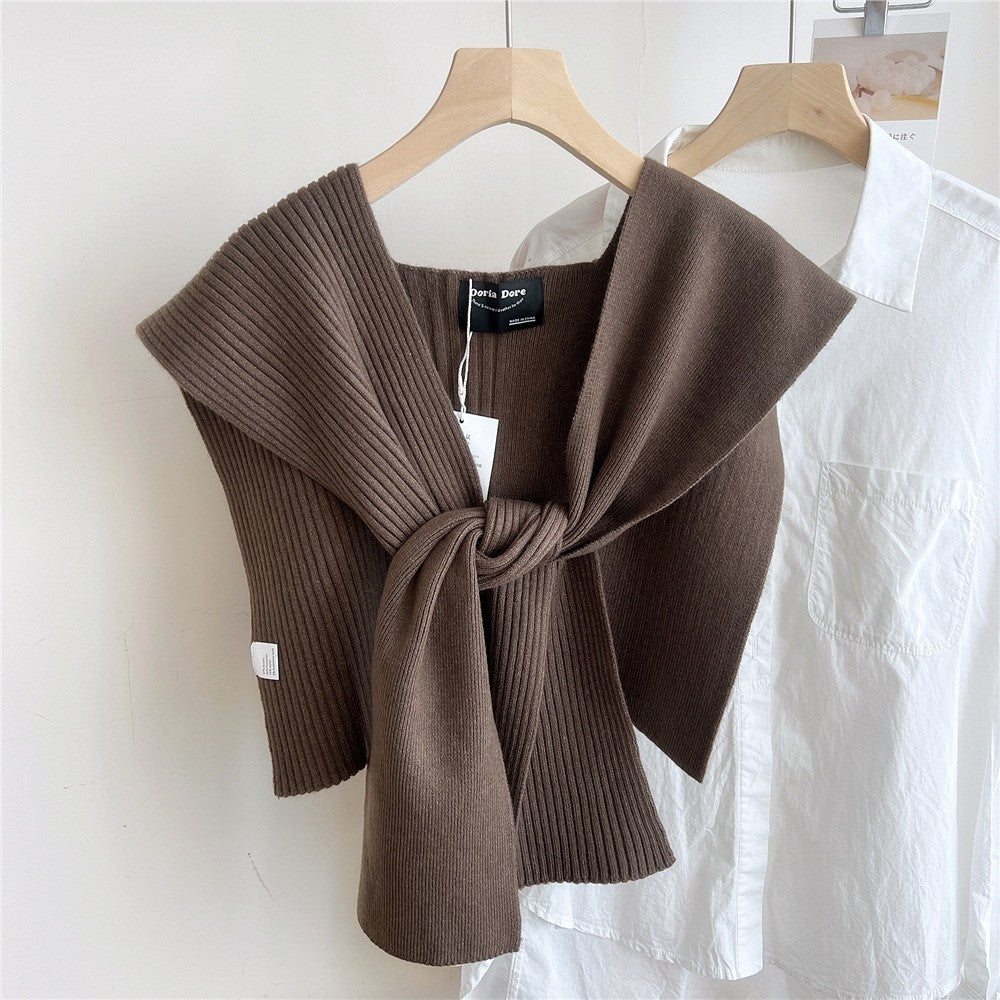 Kairen Stripe-Knit Shoulder Shawl