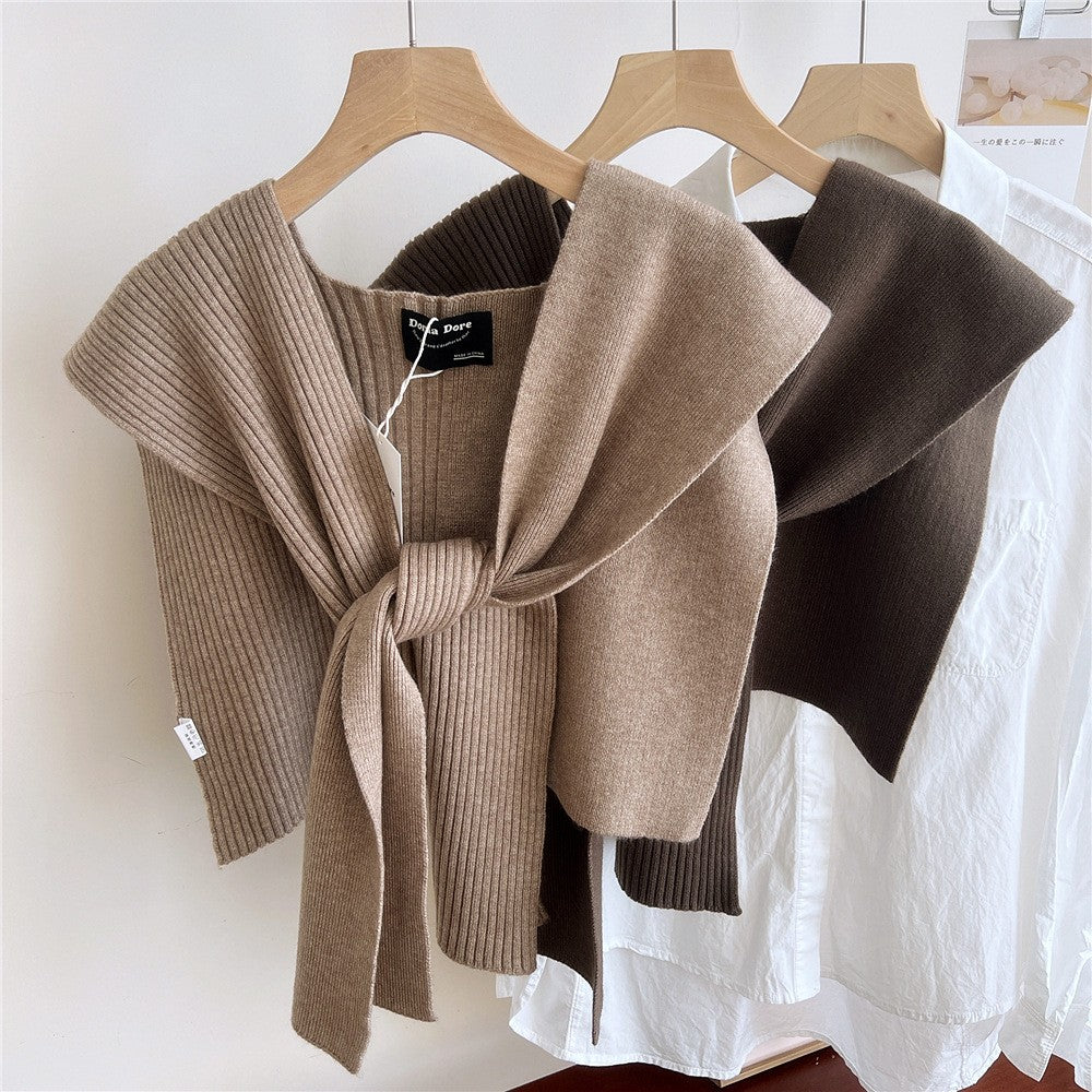 Kairen Stripe-Knit Shoulder Shawl