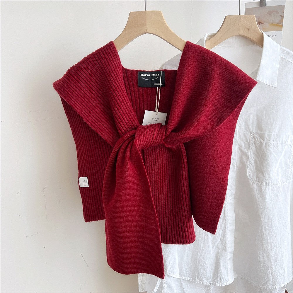 Kairen Stripe-Knit Shoulder Shawl