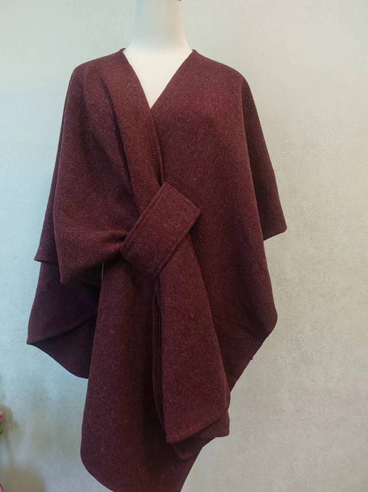 Celvanna Fur-Tipped Knit Cape