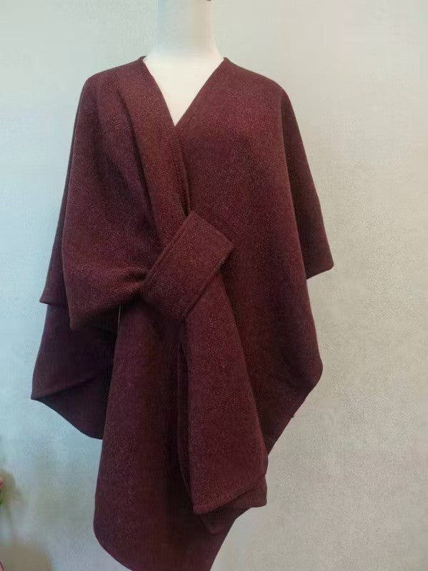 Celvanna Fur-Tipped Knit Cape