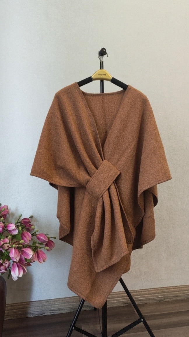 Celvanna Fur-Tipped Knit Cape