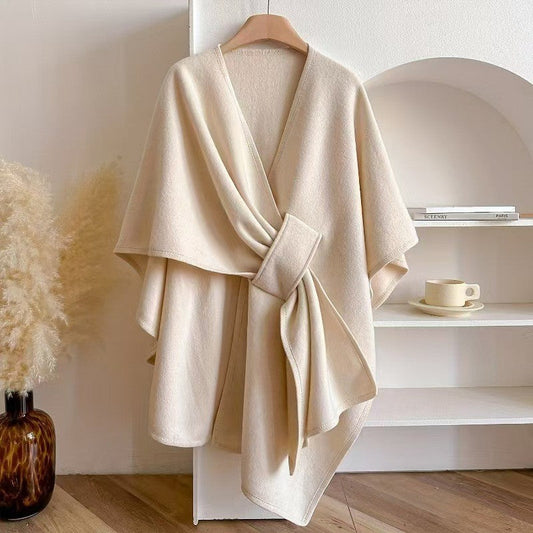 Celvanna Fur-Tipped Knit Cape