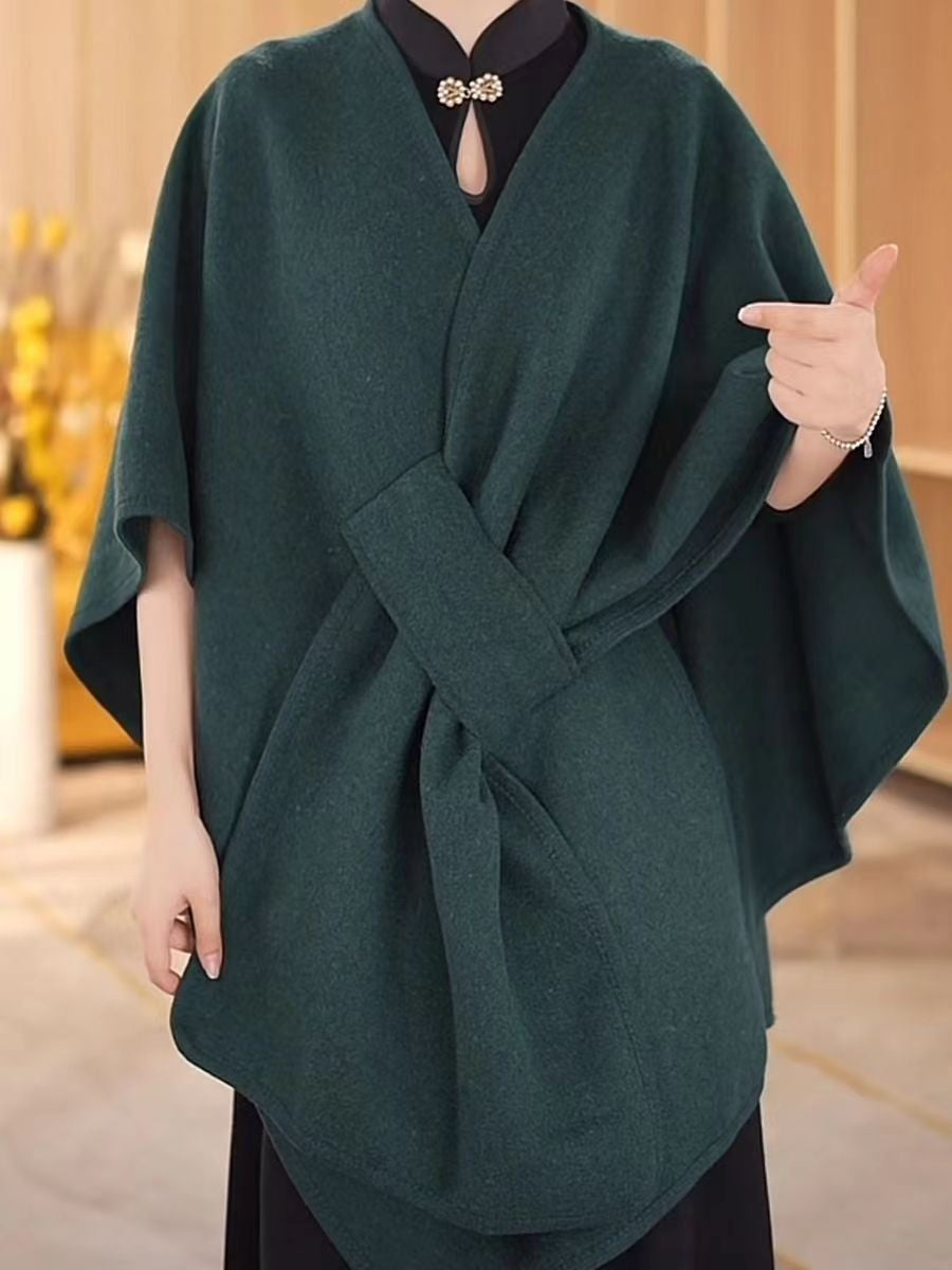 Celvanna Fur-Tipped Knit Cape