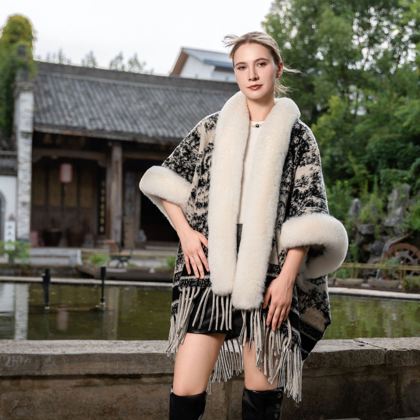 Eira Tassel Knit Cape