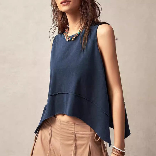 Iska Drape-Hem Sleeveless Top