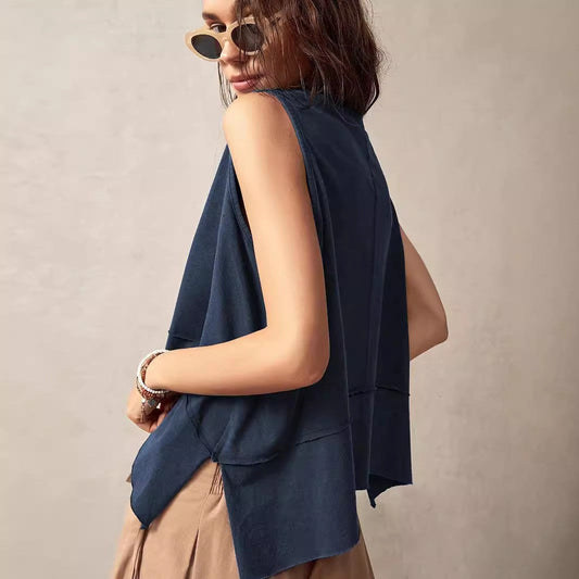 Iska Drape-Hem Sleeveless Top
