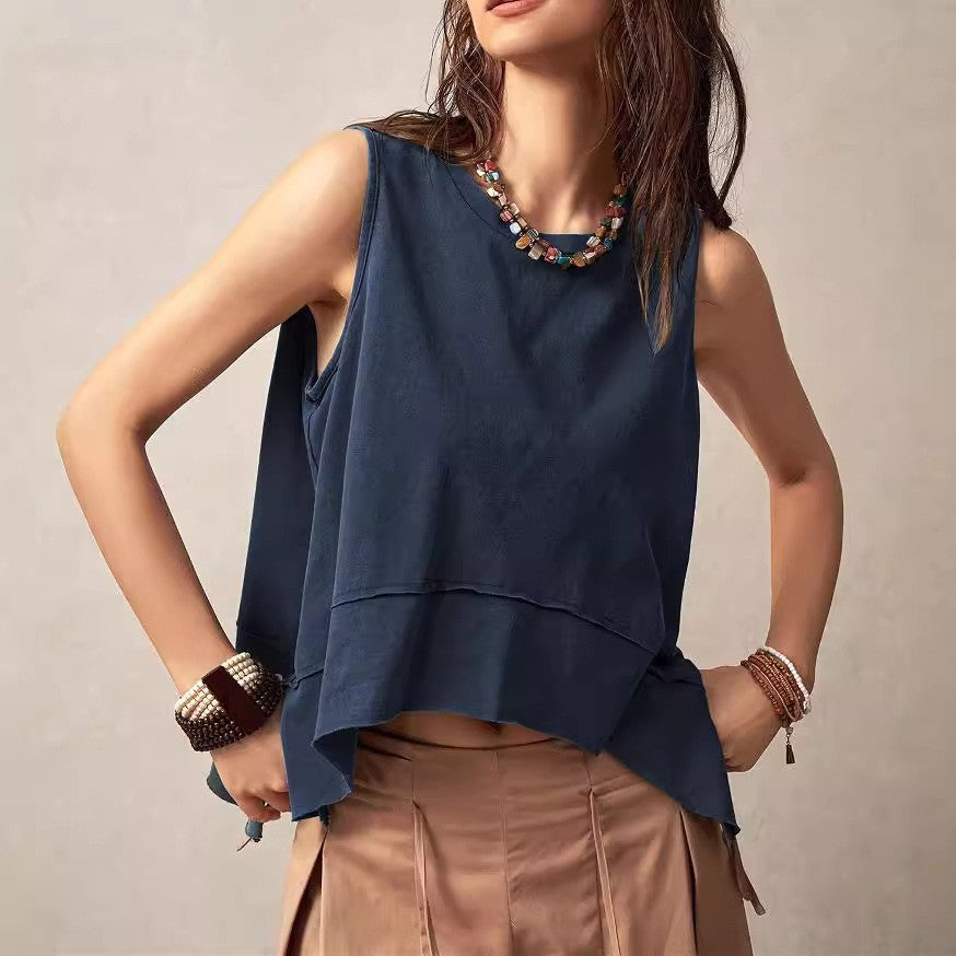 Iska Drape-Hem Sleeveless Top