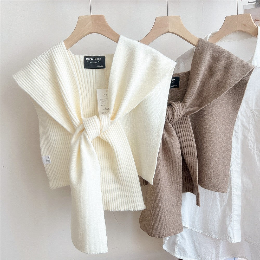 Kairen Stripe-Knit Shoulder Shawl