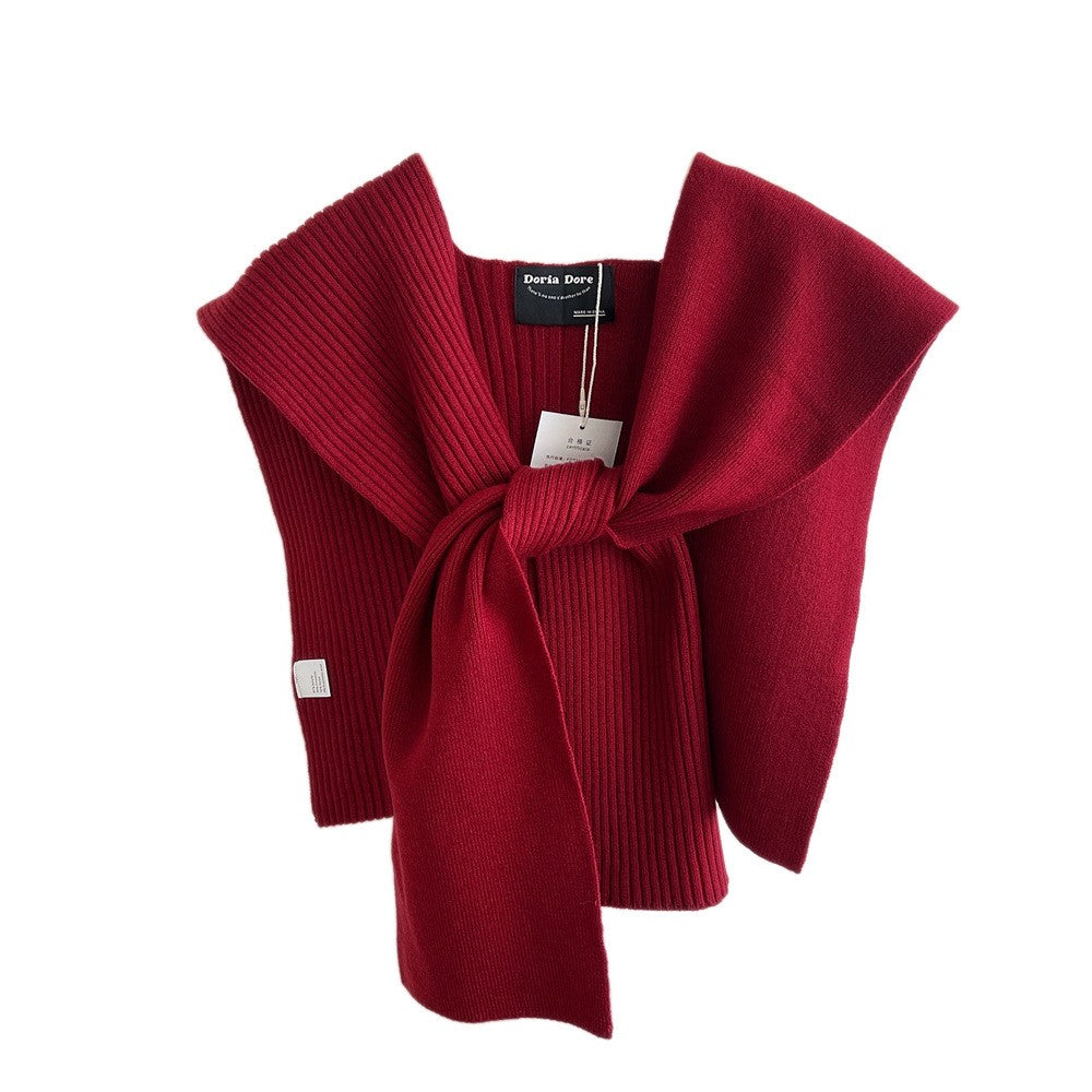 Kairen Stripe-Knit Shoulder Shawl