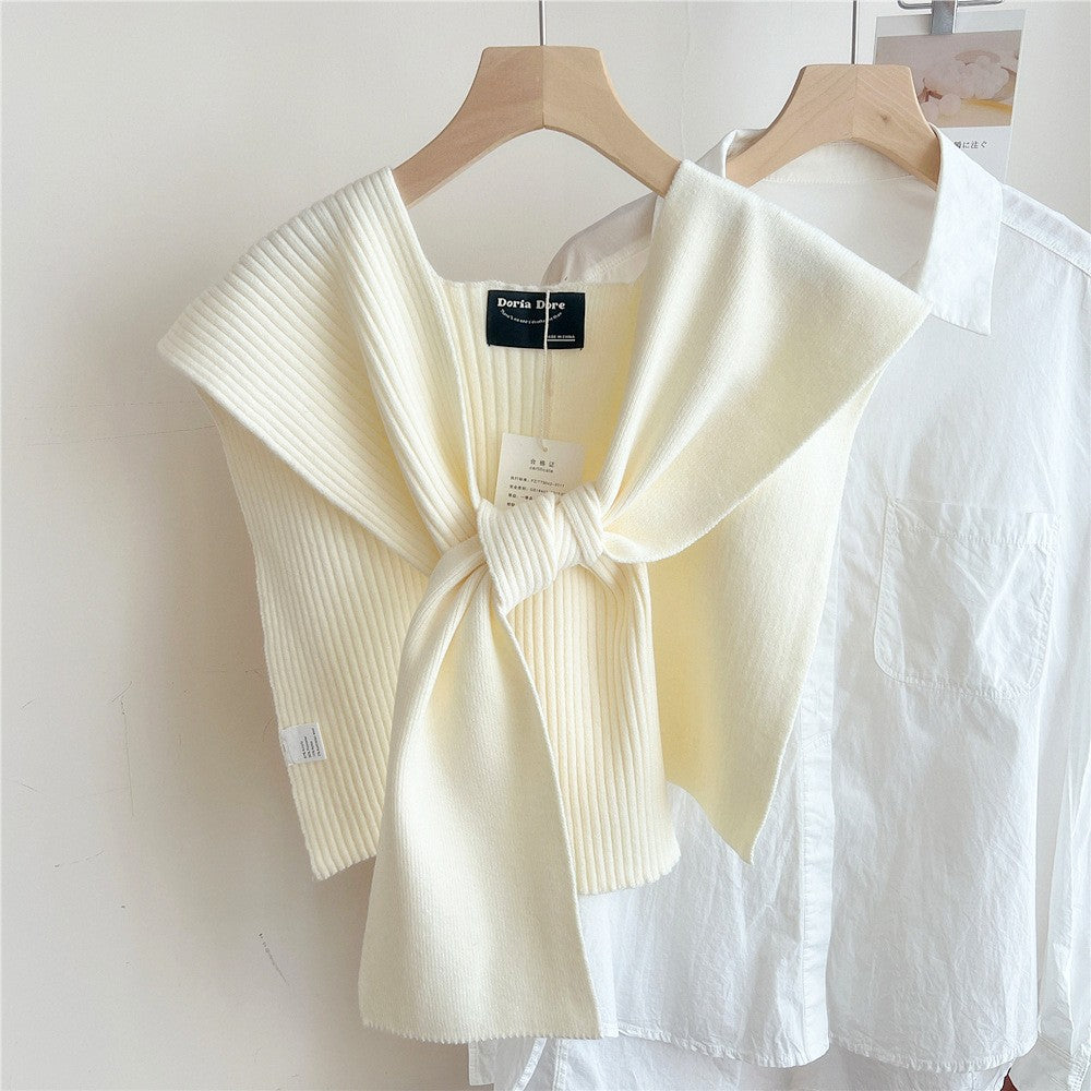 Kairen Stripe-Knit Shoulder Shawl